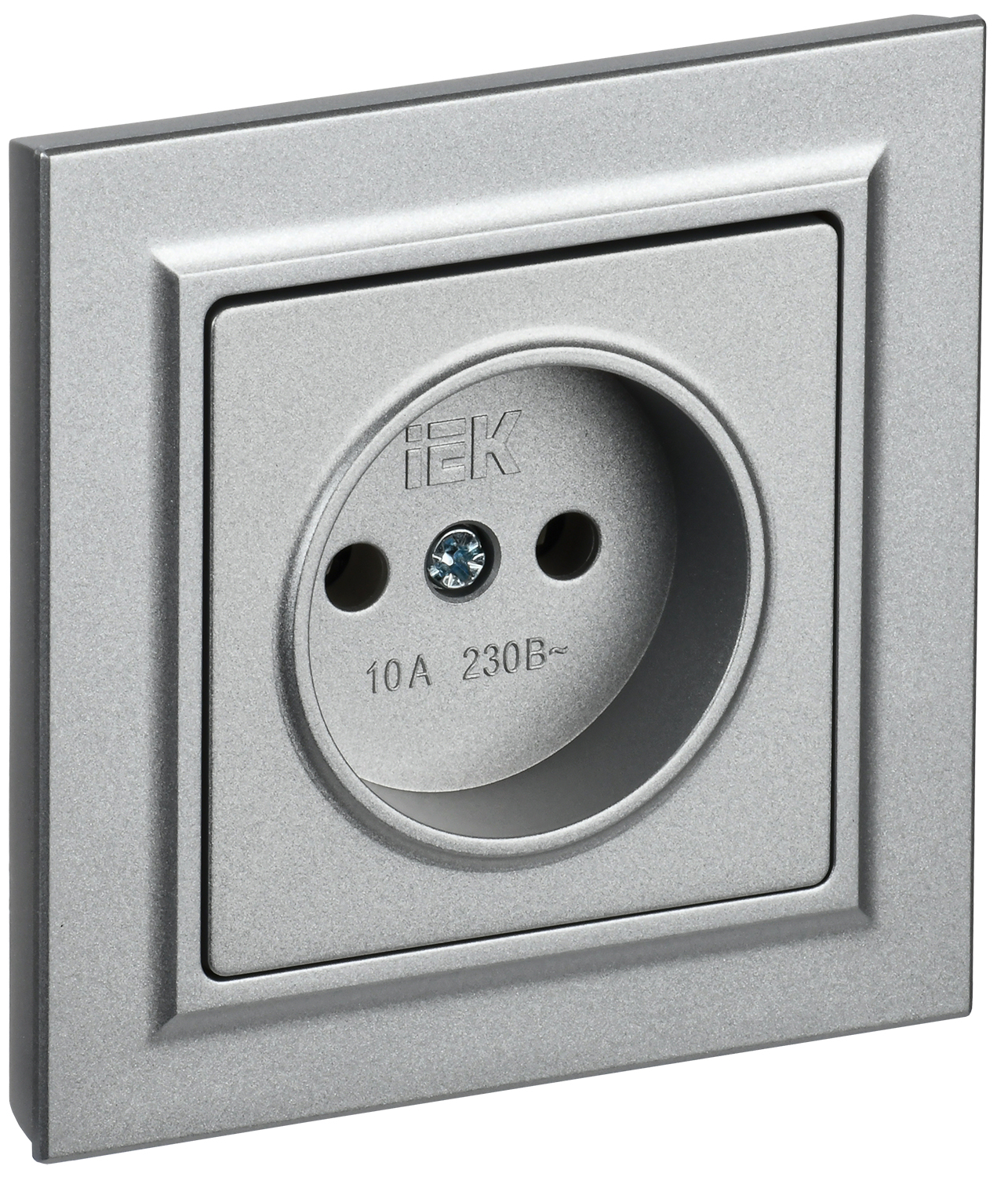 IEK BRITE BASE Алюминий Розетка без з/к/ш 10А в сб. РСР10-1-0-БрА