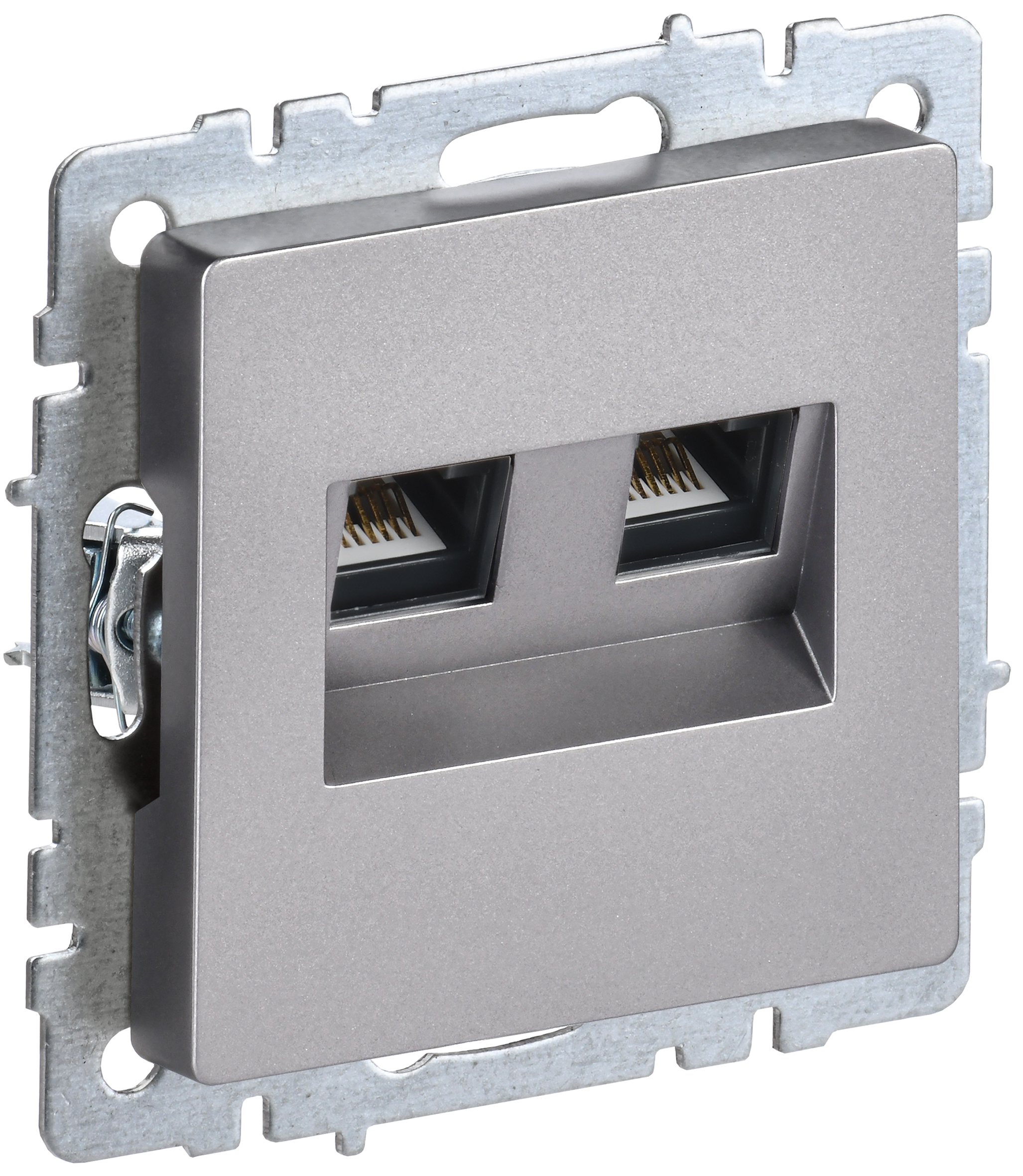 IEK BRITE BASE Сталь Розетка комп. 2-ая RJ45 кат.6 РК11-2-БрС