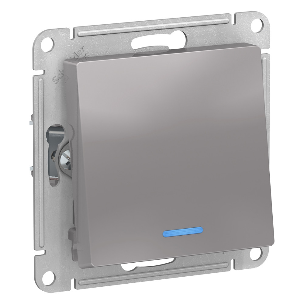 Systeme Electric AtlasDesign Алюминий Переключатель 1-клавишный с подсветкой, сх.6а, 10АХ, механизм