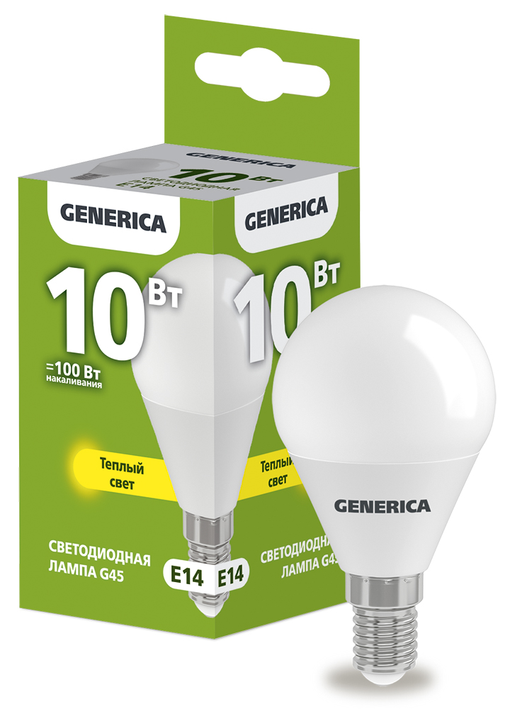 IEK GENERICA Лампа LED G45 шар 10Вт 230В 3000К E14