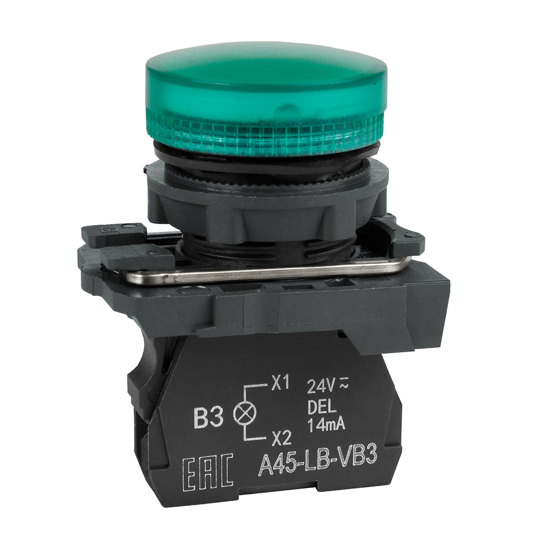 КЭАЗ Сигнальная лампа OptiSignal D22 C5-L-B3 зеленая пластик 24VAC/DC XB5AVB3
