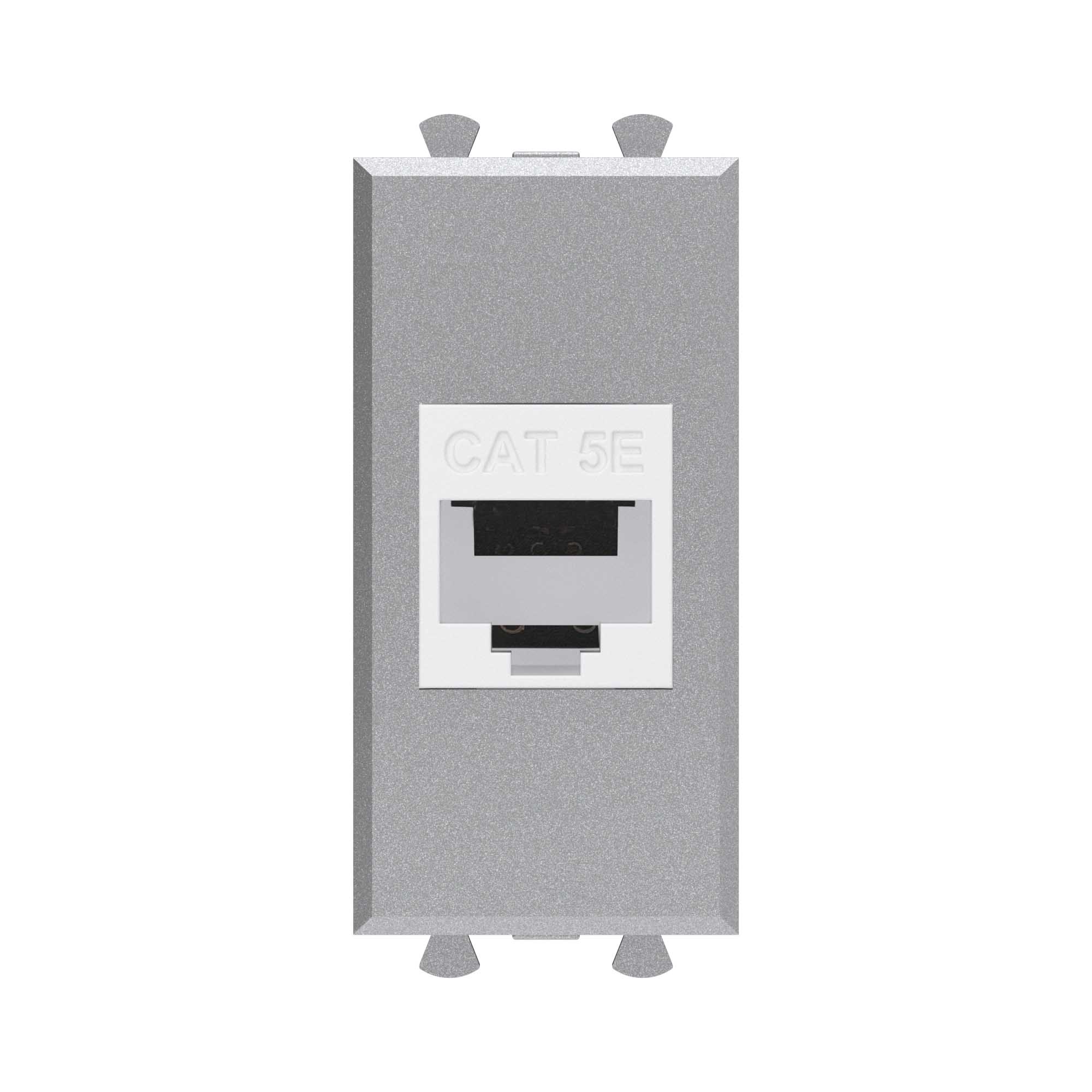 DKC Компьютерная розетка RJ-45 без шторки модульная, кат.5е, "Avanti", "Закаленная сталь", 1 модуль