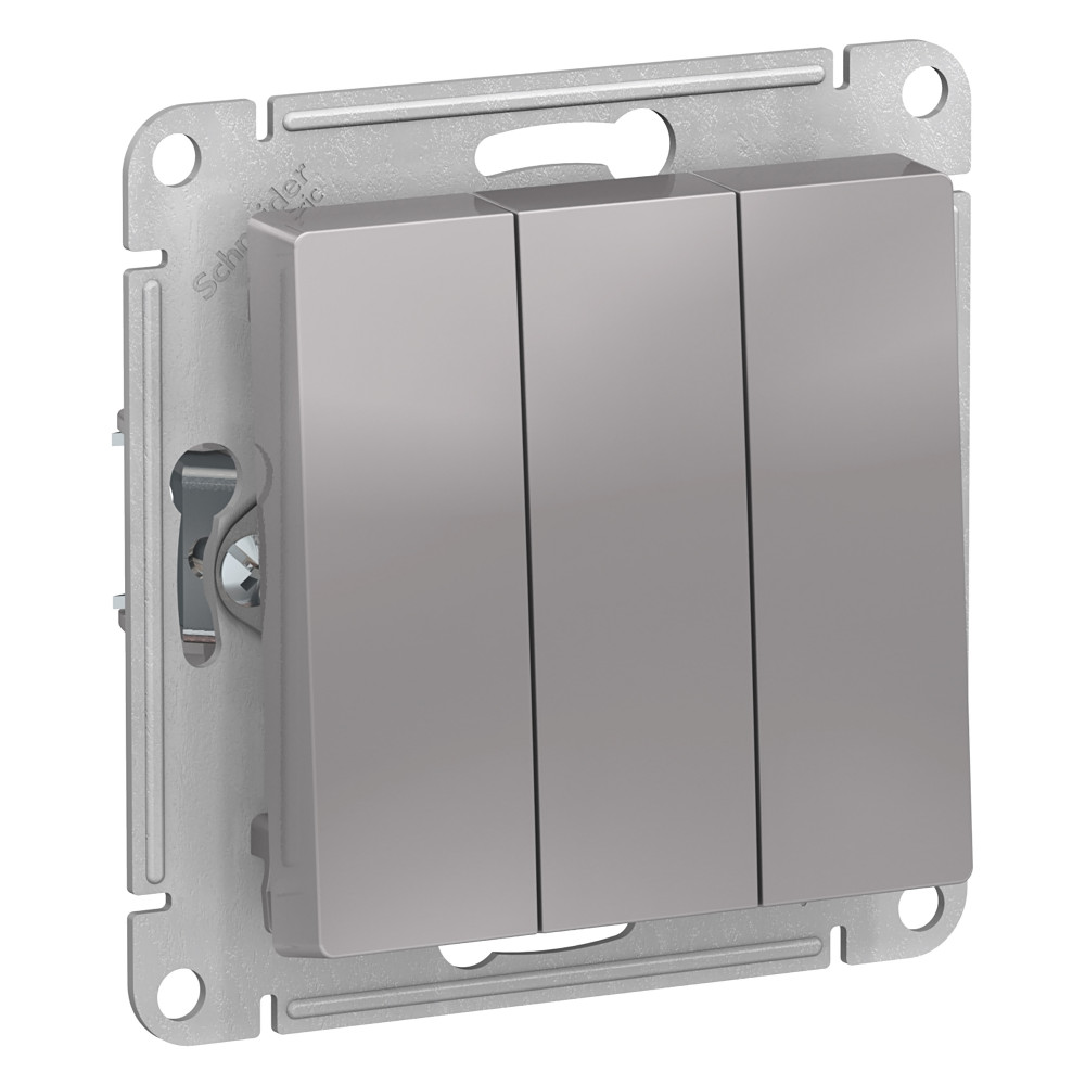 Systeme Electric AtlasDesign Алюминий Выключатель 3-клавишный сх.1+1+1, 10АХ, механизм