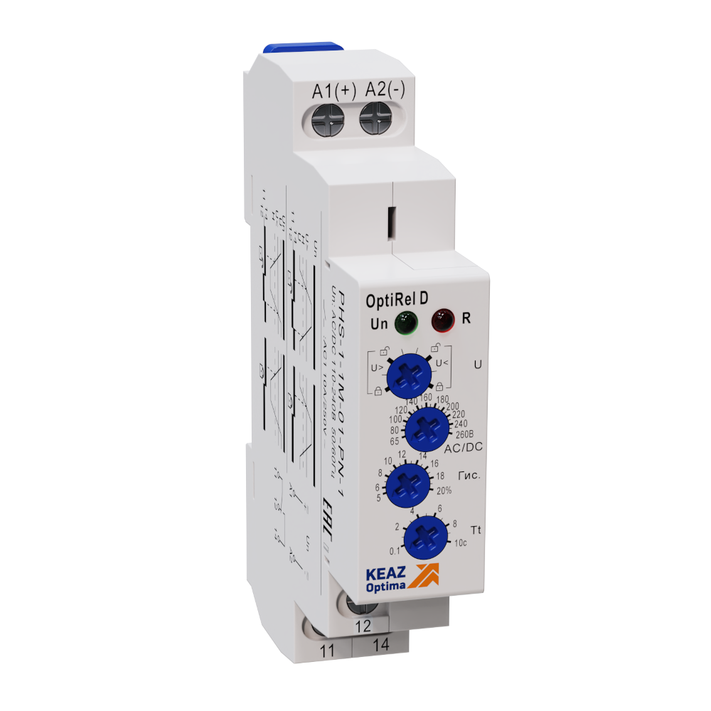 КЭАЗ Реле контроля фаз OptiRel D PHS-1-1M-02-PN-1 повышенного и пониженного 1Ф 1СО