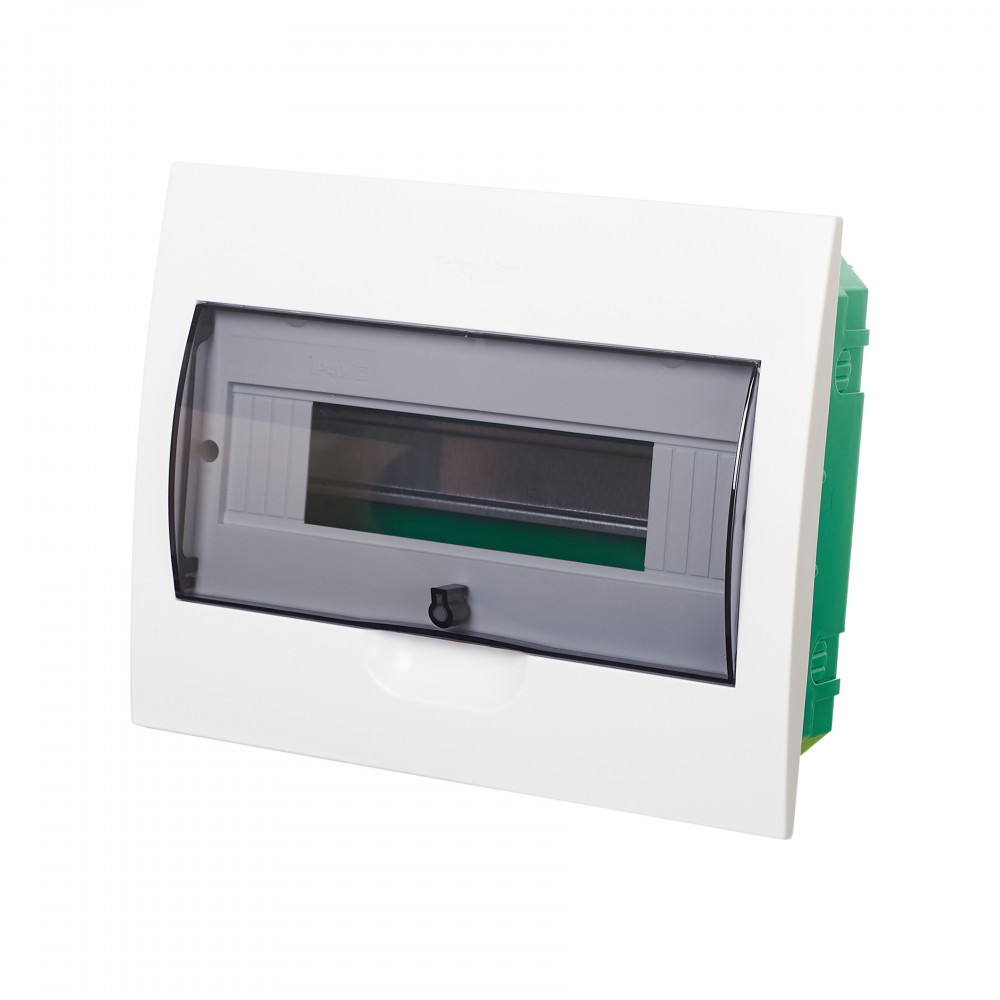 Systeme Electric City9 Корпус встраиваемый с прозрачной дверью 1ряд/12мод, IP40, IK07, 63А, 2 клеммы