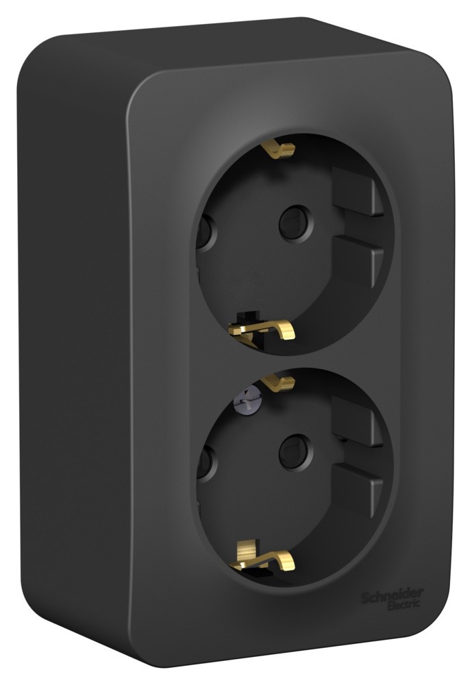 Systeme Electric Blanca наруж Антрацит Розетка 2-ая с/з со шторками 16А,250В, изолир. пластина