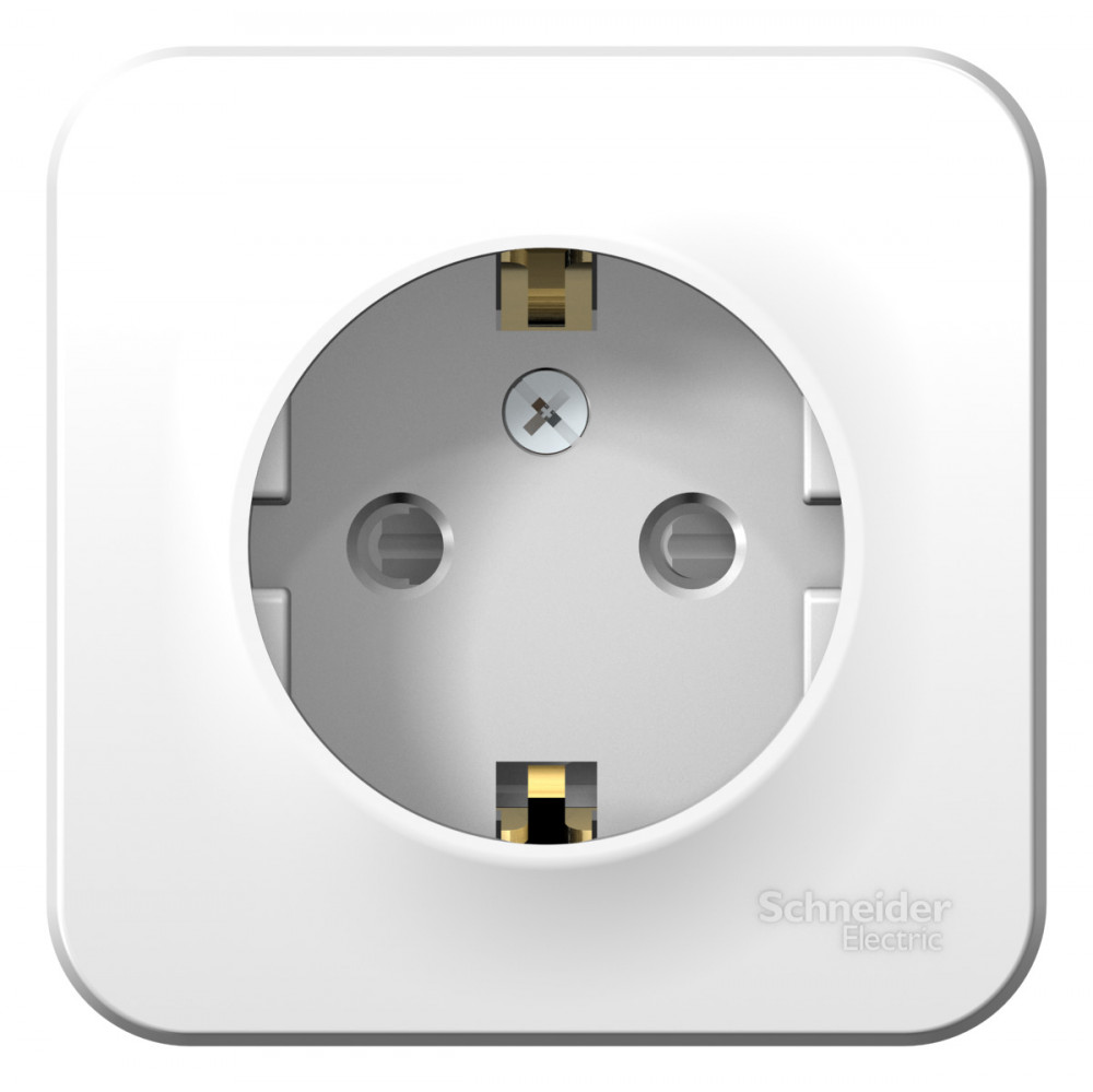 Systeme Electric Blanca наруж Бел Розетка с/з со шторками, 16А, 250В