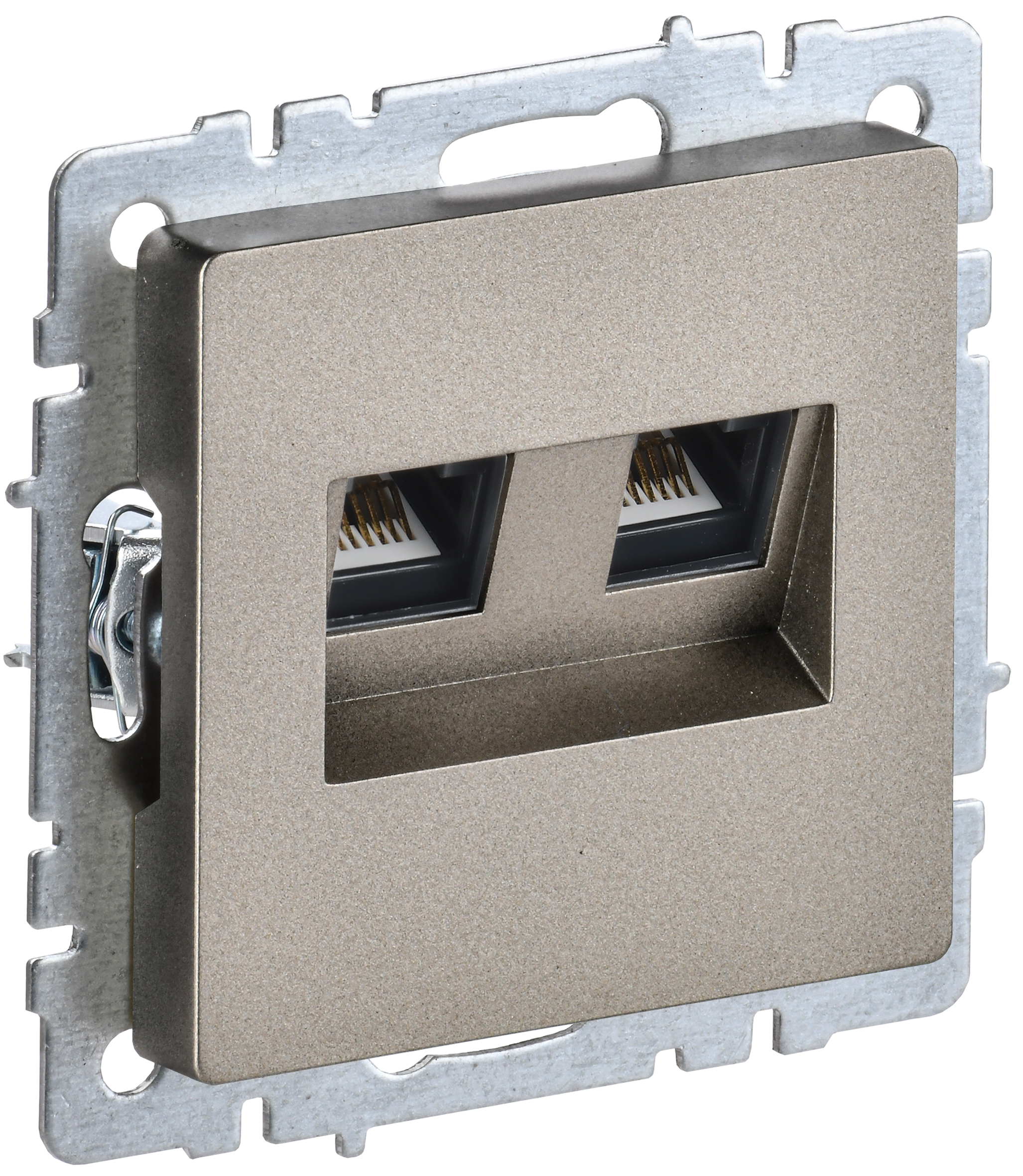 IEK BRITE BASE Шампань Розетка двойная RJ11+RJ45 кат.5E РК/Т12-БрШ