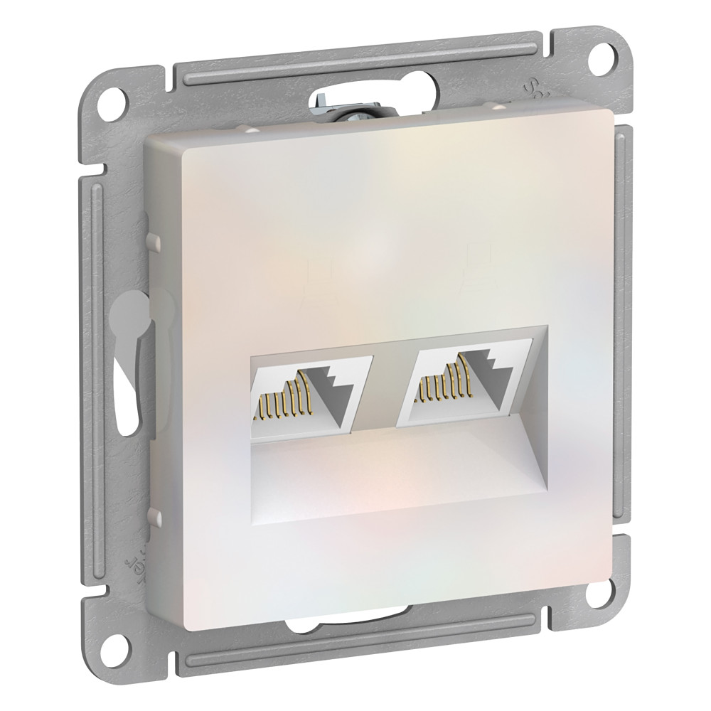 Systeme Electric AtlasDesign Жемчуг Розетка двойная компьютерная RJ45+RJ45, кат.5E, механизм