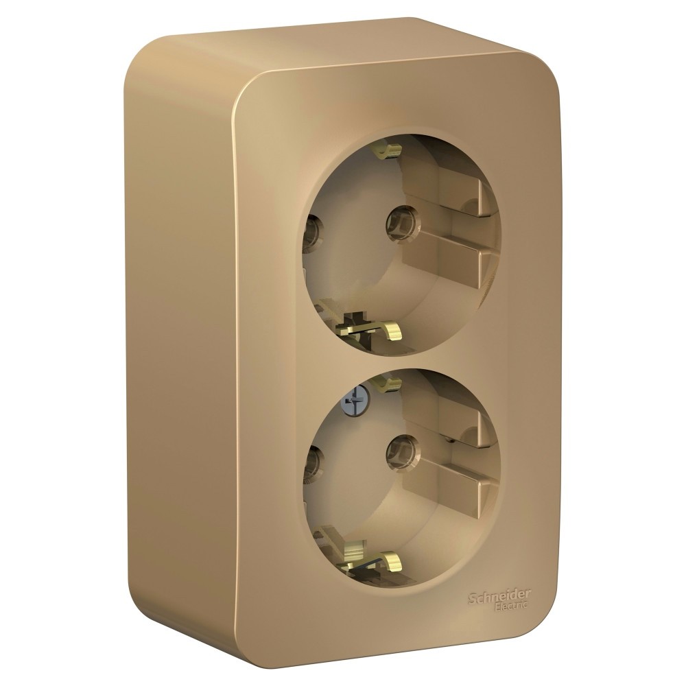 Systeme Electric Blanca наруж Титан Розетка 2-ая с/з без шторок, 16А, 250В
