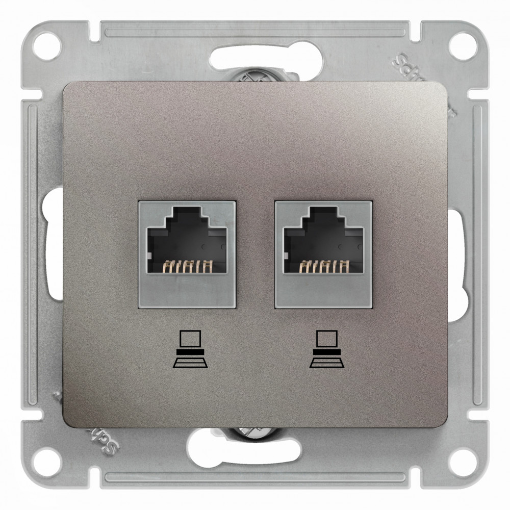 Systeme Electric Glossa Платина Розетка 2-ая компьютерная RJ45+RJ45, кат.5E