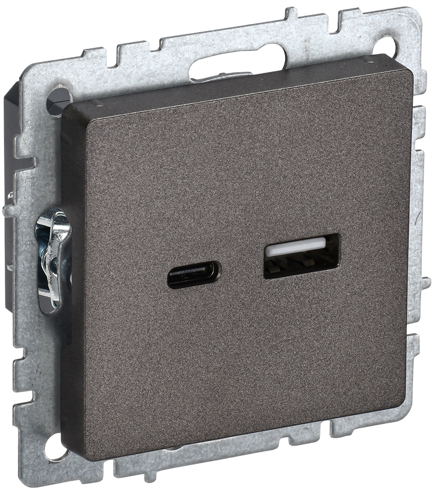 IEK BRITE BASE Темн.бронза Розетка USB A+C 18Вт РЮ11-1-БрТБ