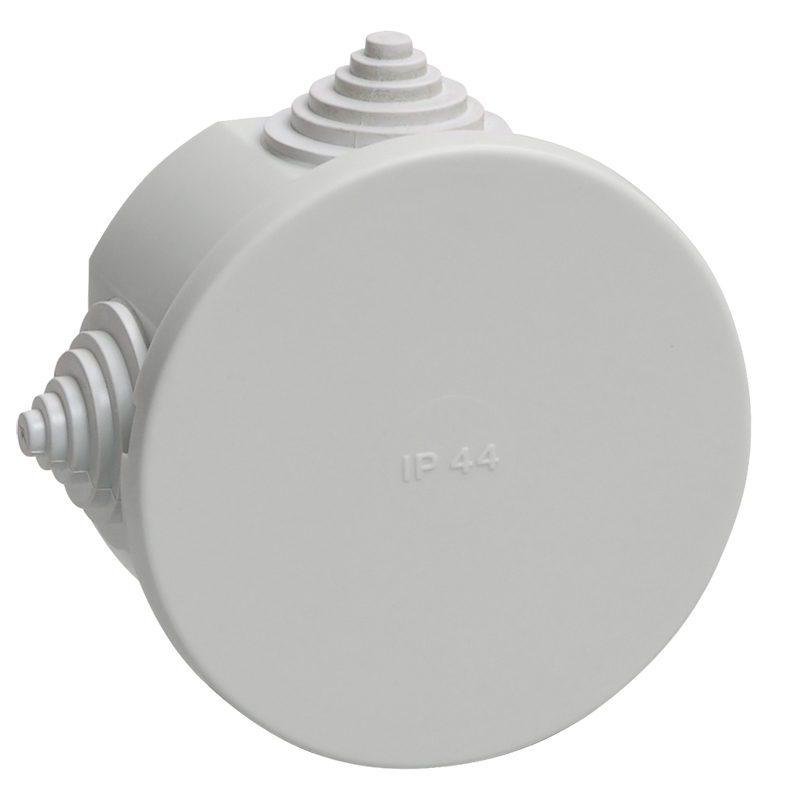 IEK Коробка КМ41237 распаячная для о/п d75х40мм IP44 (RAL7035, 4 гермоввода)