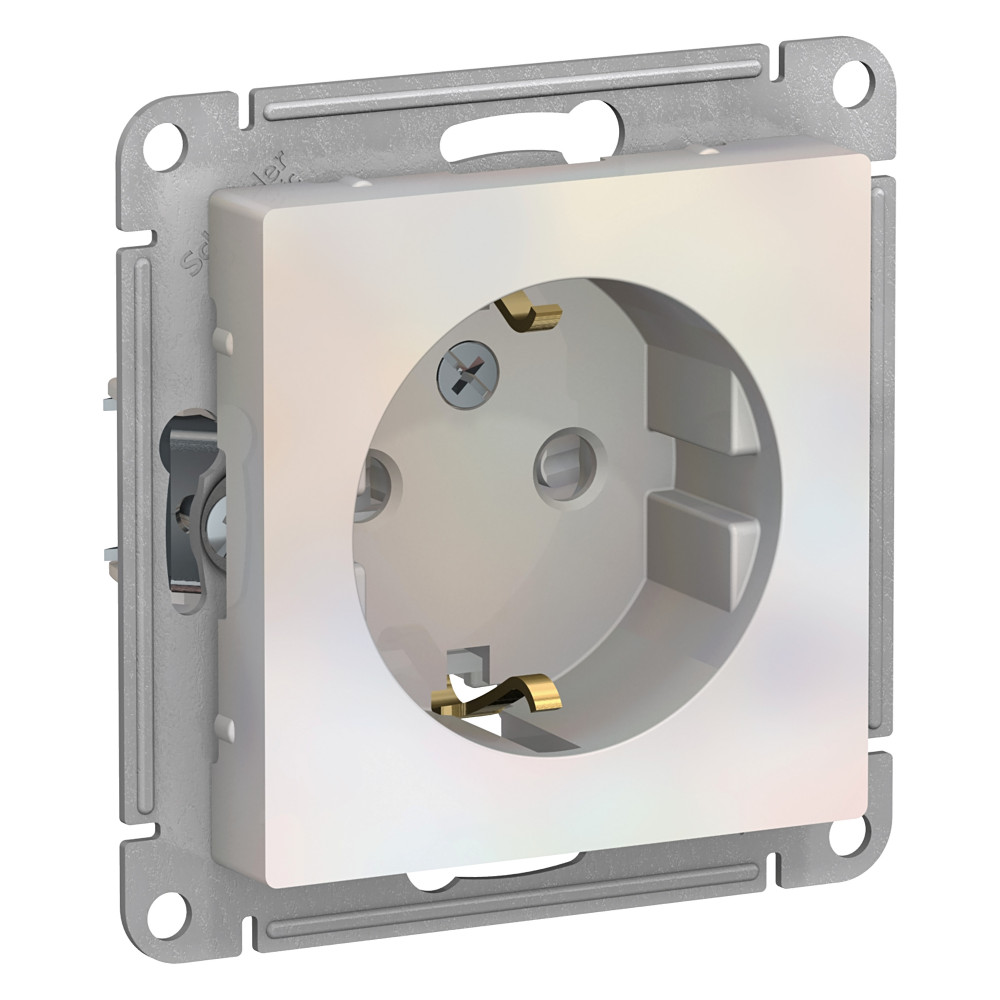 Systeme Electric AtlasDesign Жемчуг Розетка с/з со шторками, 16А, механизм