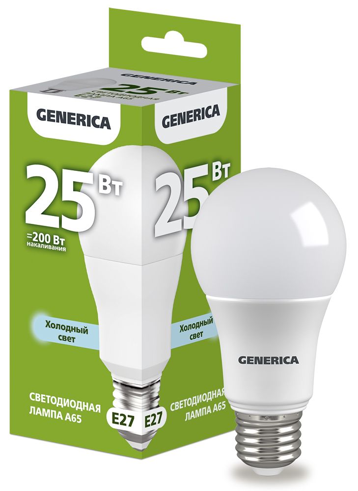 IEK GENERICA Лампа LED A65 груша 25Вт 230В 6500К E27