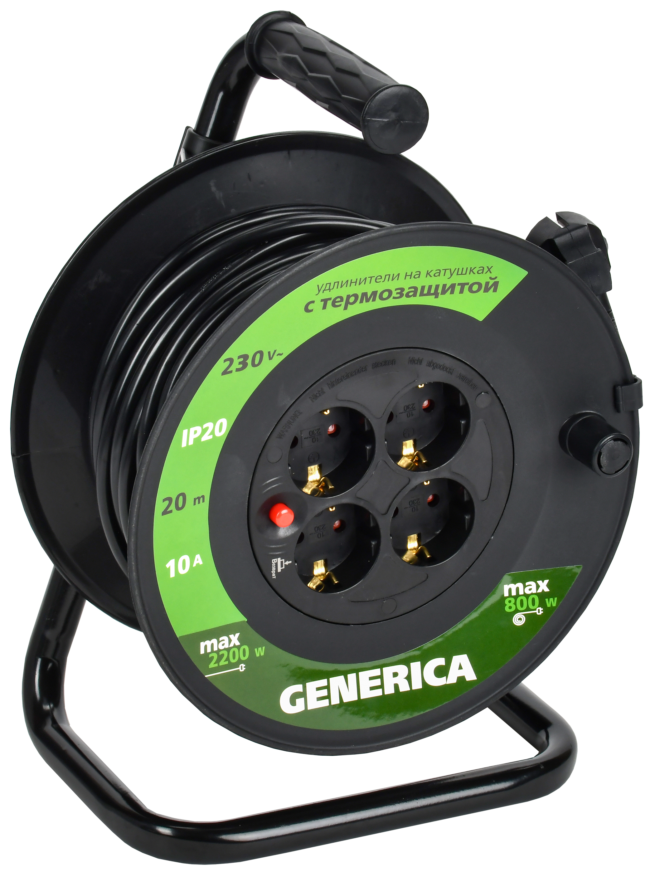 IEK GENERICA Катушка УК20 с т/з 4 места 2P+PE/20м 3х1,0мм2