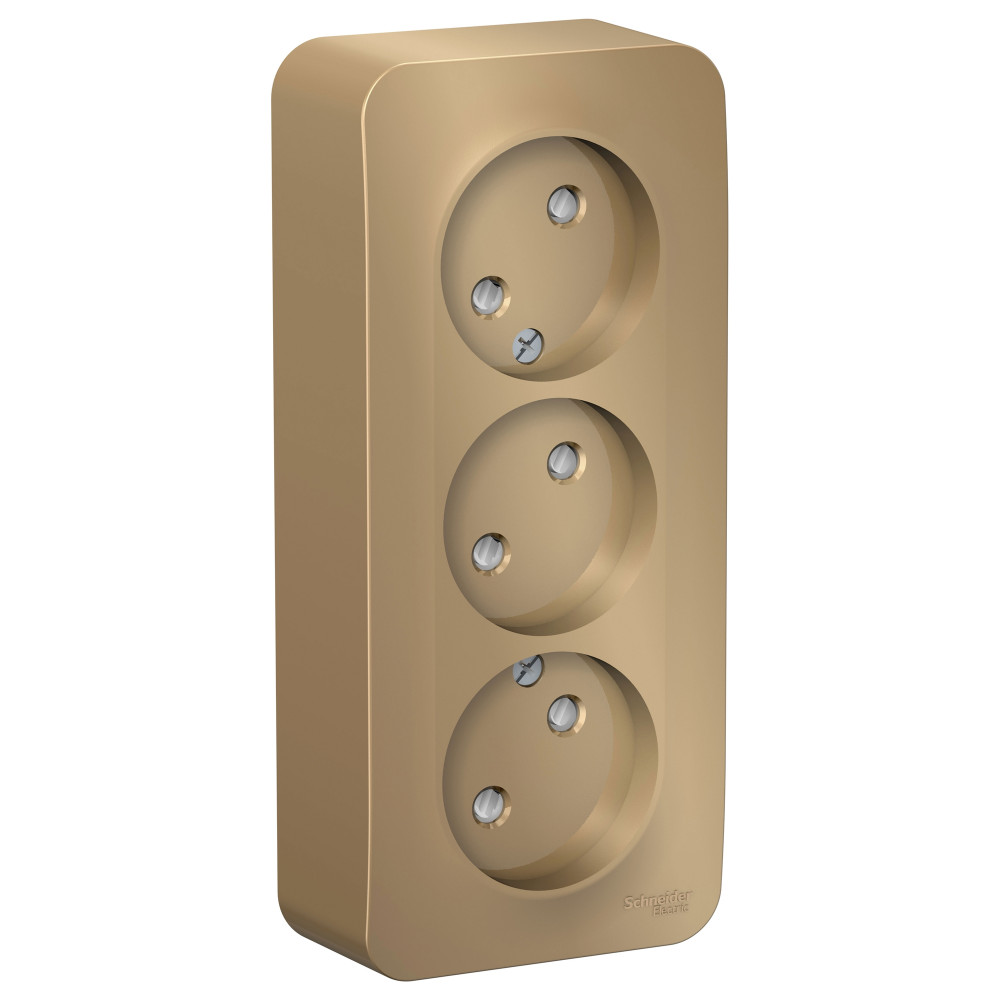 Systeme Electric Blanca наруж Титан Розетка 3-ая б/з со шторками 16А, 250В, изолир. пластина