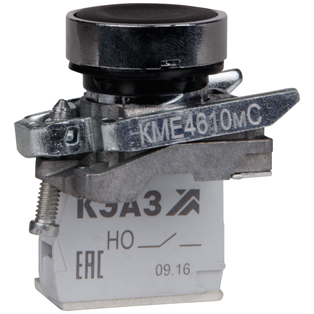 КЭАЗ Кнопка КМЕ4510мС-черный-1но+0нз-цилиндр-IP54