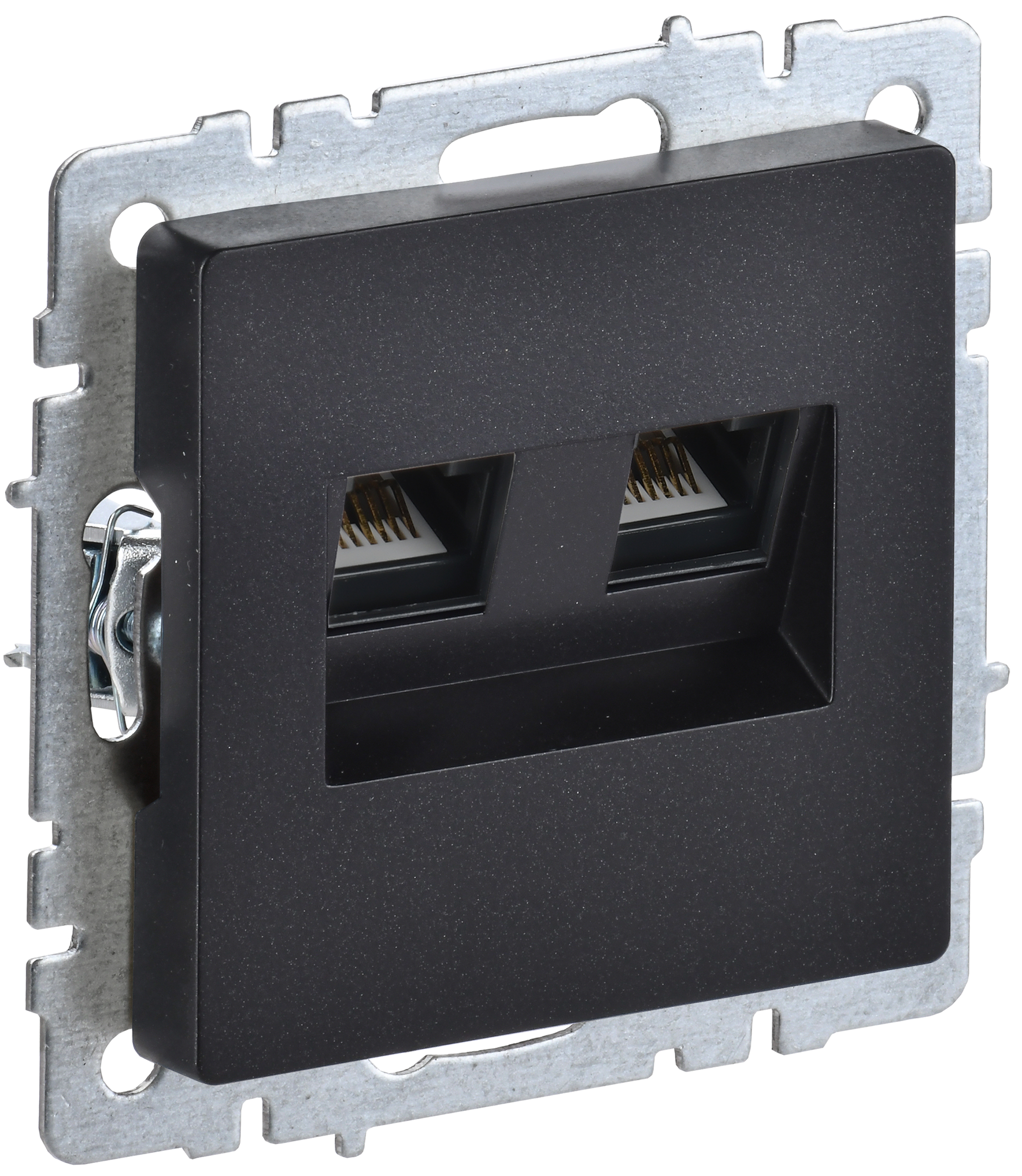 IEK BRITE BASE Черный Розетка комп двойная RJ45 кат.5E РК10-2-БрЧ