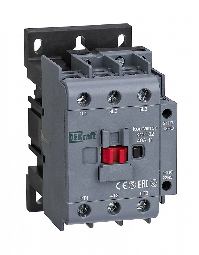 Dekraft Контактор 40А 230В АС3 АС4 1НО+1НЗ КМ-102