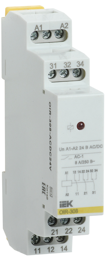 IEK ONI Промежуточное реле OIR 3 контакта (8А) 24 В AC/DC