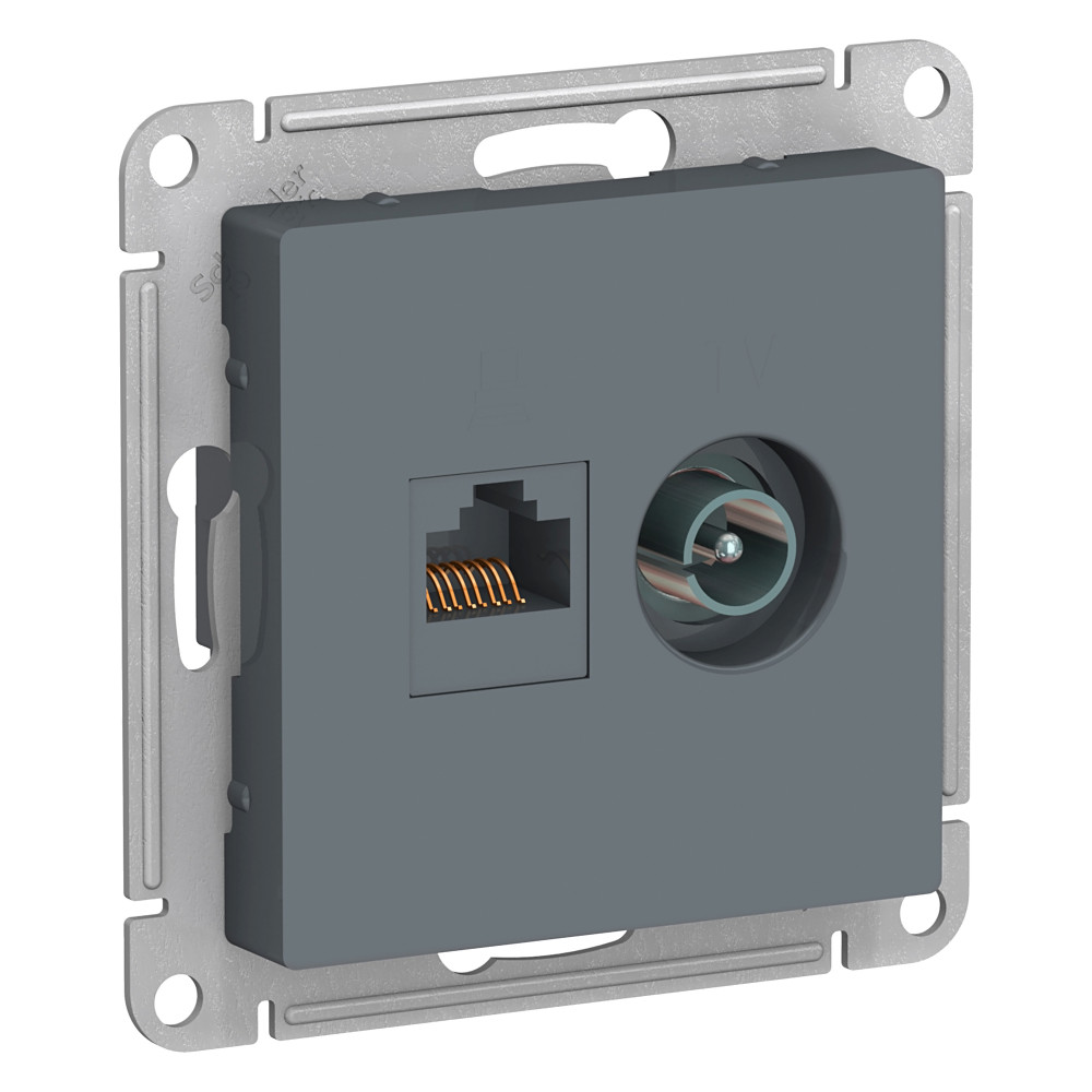Systeme Electric AtlasDesign Грифель Розетка двойная комп+ТВ, RJ45+TV, кат.5E, механизм