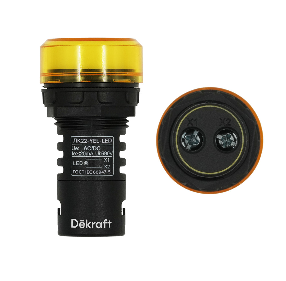 Dekraft Лампа комм. ADDS D22 LED жел. 220В AC/DC ЛK-22