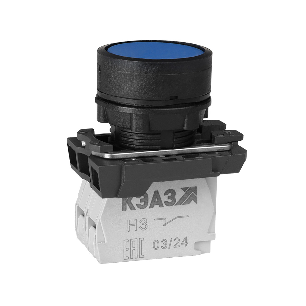 КЭАЗ Кнопка КМЕ4101м-синий-0но+1нз-цилиндр-IP40