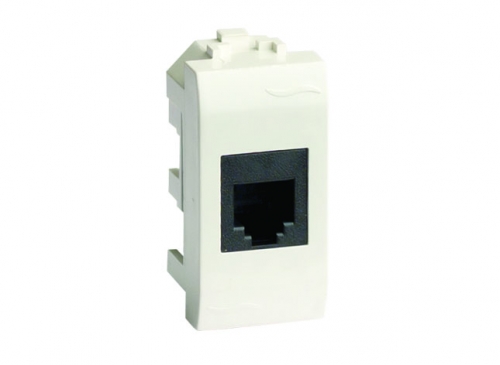 DKC Ком.роз. RJ45 кат.6, 8P8C, Brava, белая, 1мод