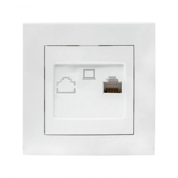 EKF PROxima Валенсия розетка компьютерная RJ-45 1-местная белая