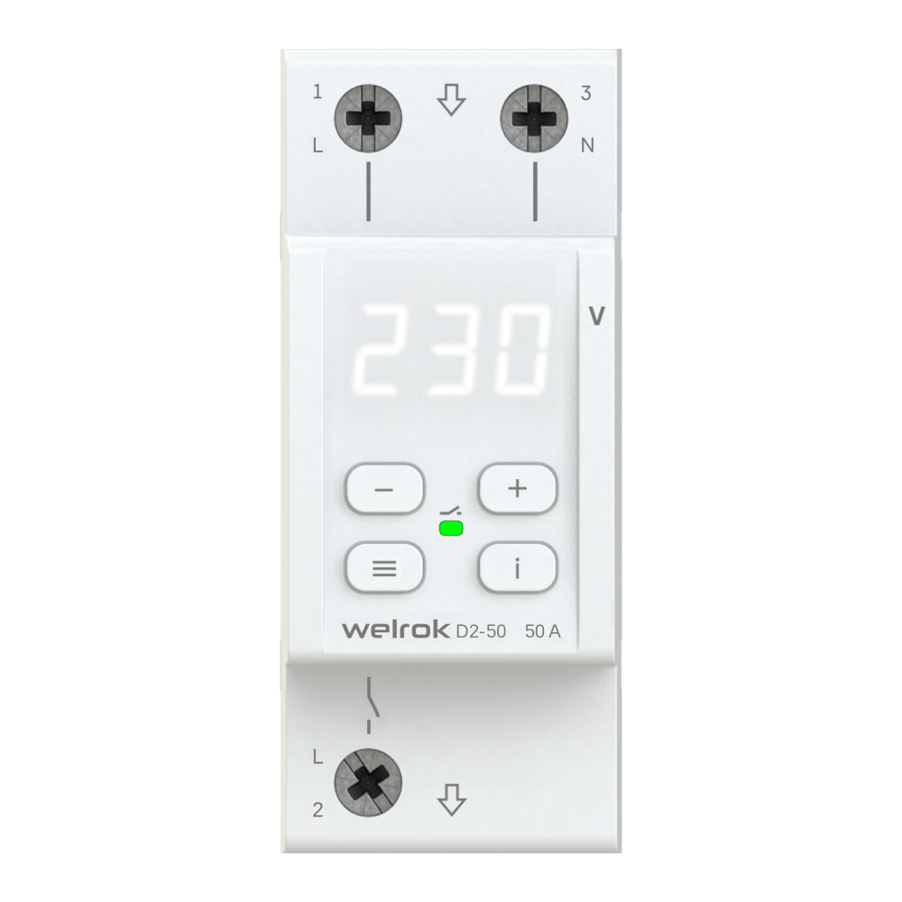 Welrok D2-50 Реле напряжения 50 А (max 60 A) 11 000 ВА