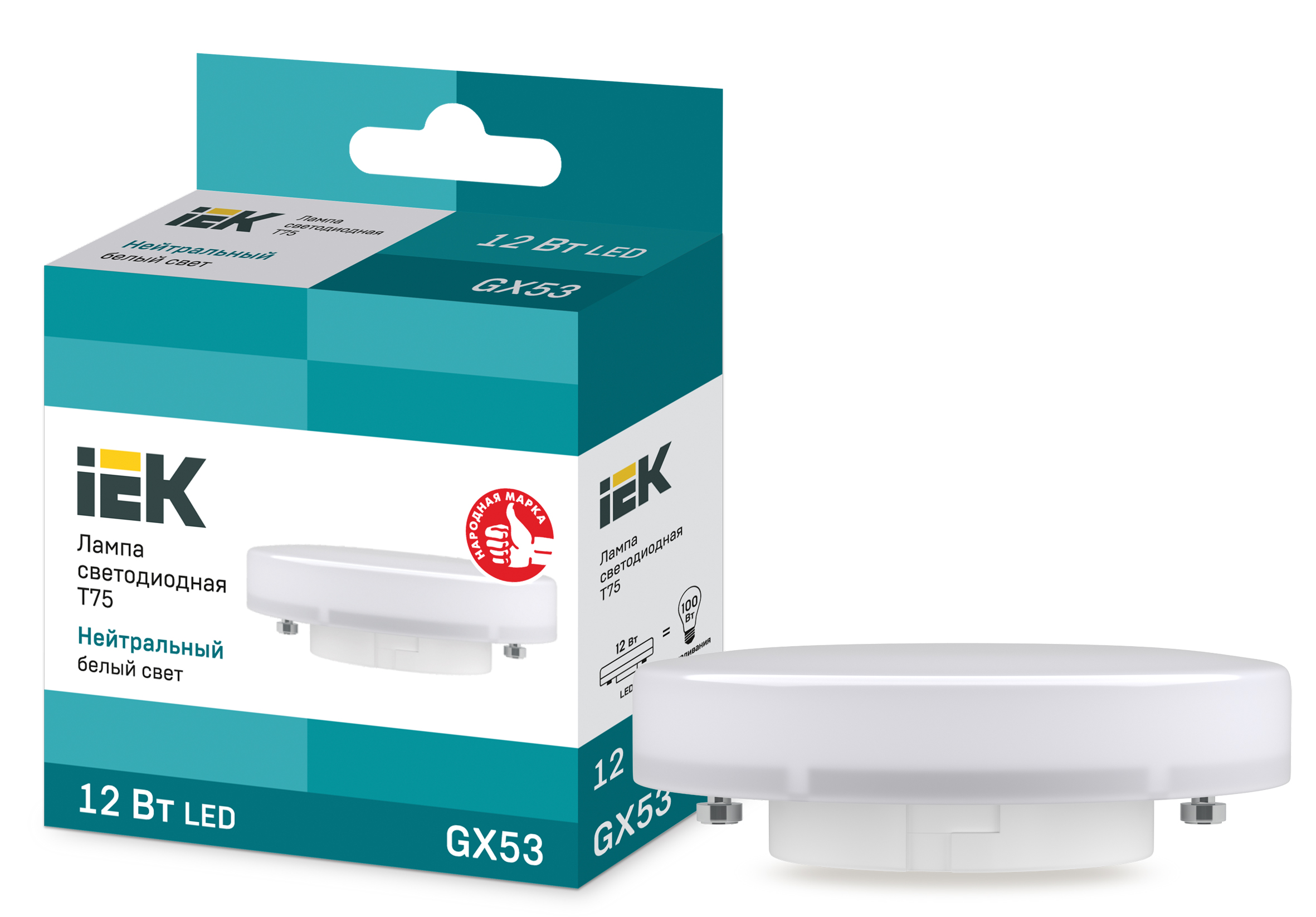 IEK Лампа светодиодная Eco T75 таблетка 12Вт 230В 4000К GX53