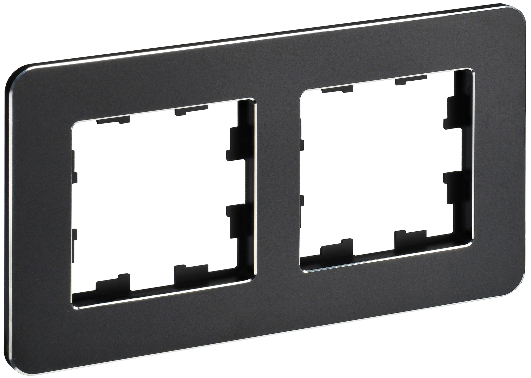 IEK BRITE DECOR Черный металл. скругл.угол Рамка 2-м РУ-2-1-Бр RE