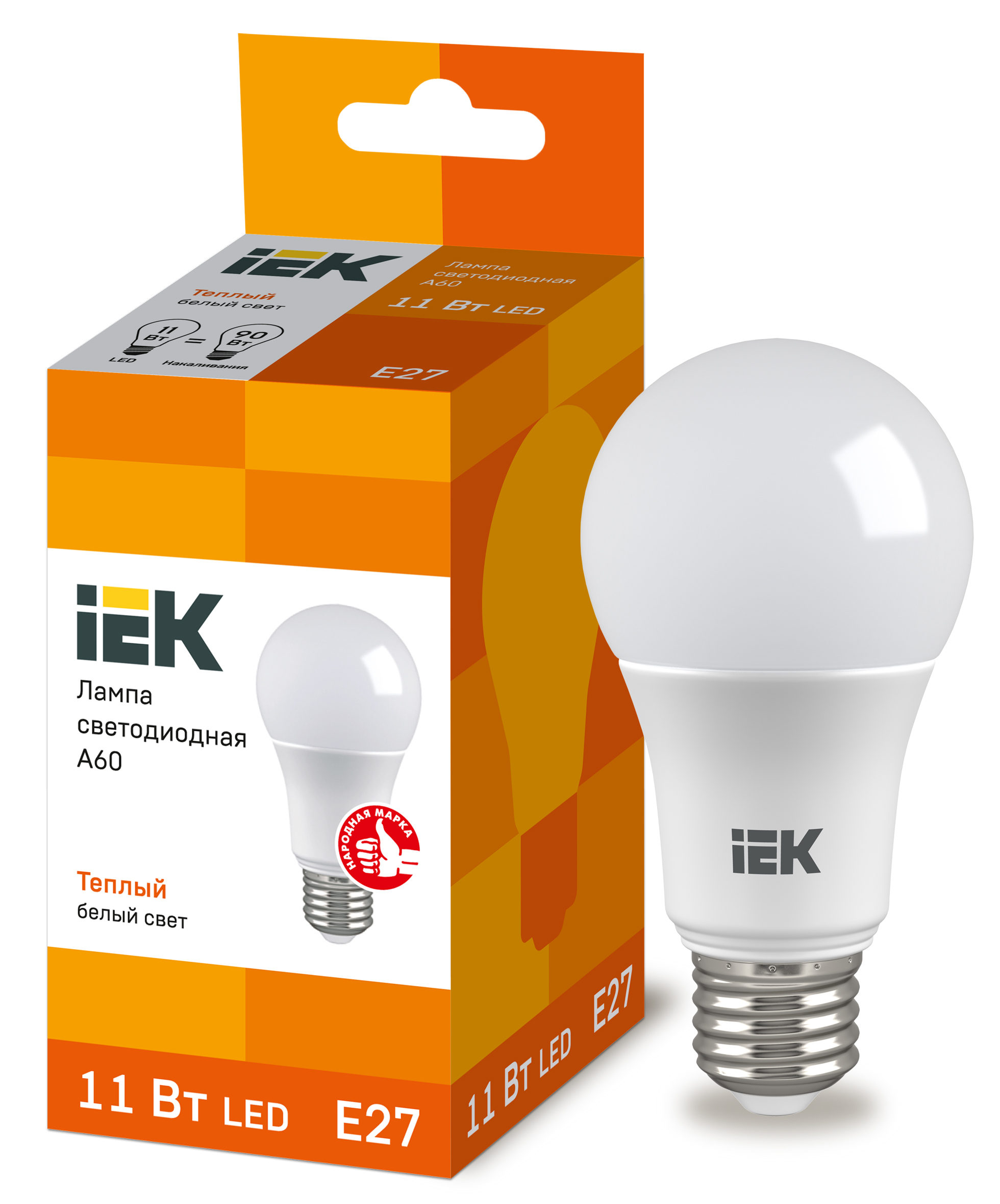 IEK Лампа светодиодная ECO A60 шар 11Вт 230В 3000К E27
