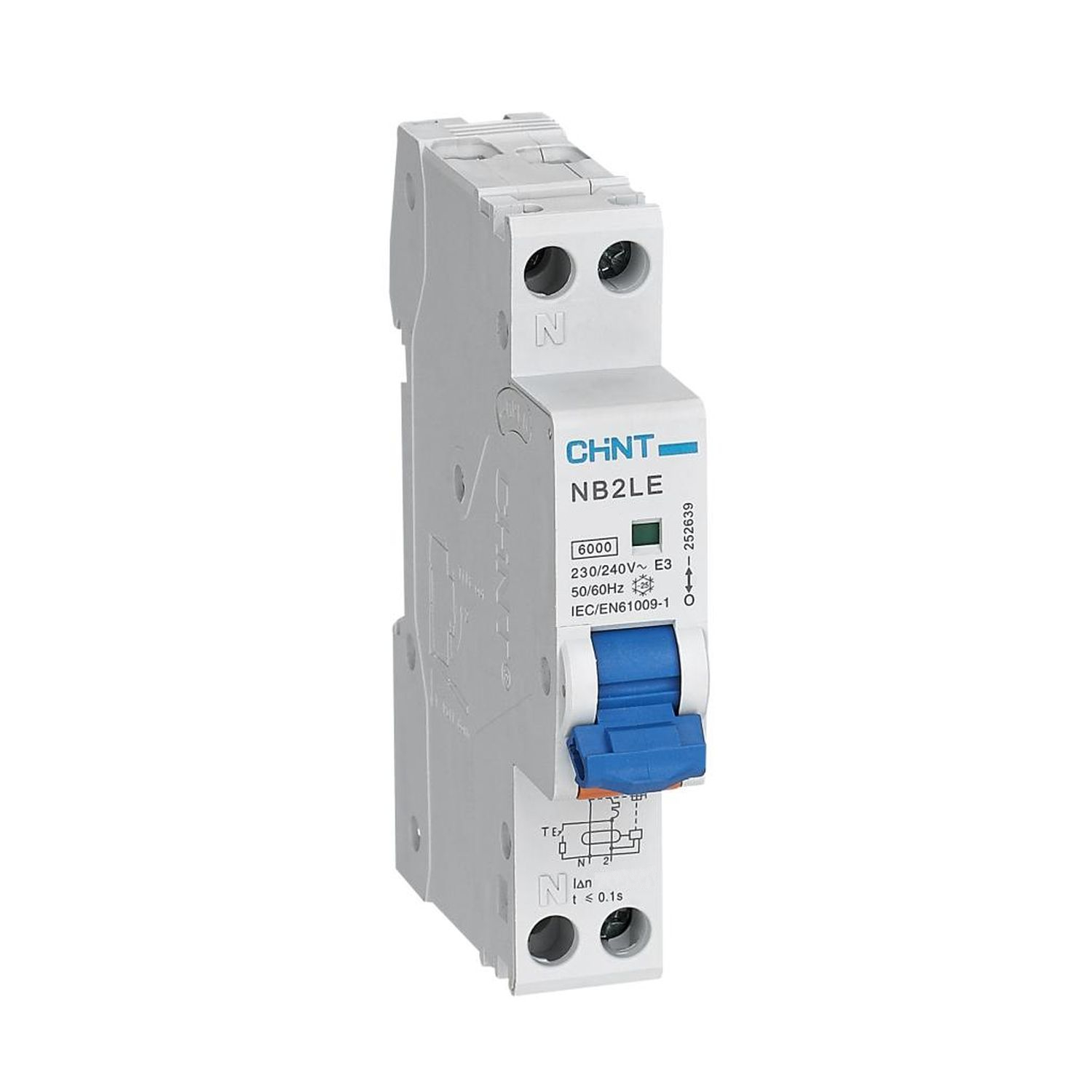 CHINT Диф. автомат NB2LE 1P+N 40A 30mA 1мод., х-ка С, электронный тип AС, 6kA