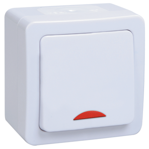 IEK GERMES PLUS ВС20-1-1-ГПБ Выключатель 1кл с инд о/у IP54 (цвет клавиш: белый)