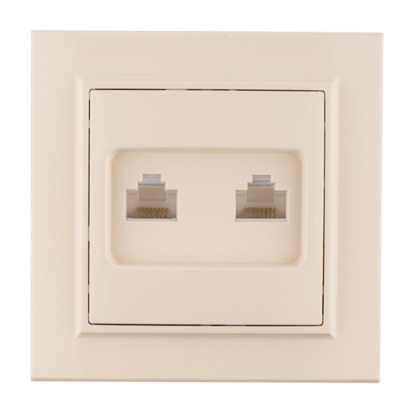 EKF Basic Минск Бежевый Розетка RJ-45 2-ая, СП