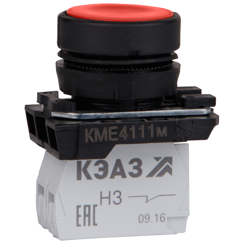 КЭАЗ Кнопка КМЕ4120м-красный-2но+0нз-цилиндр-IP40