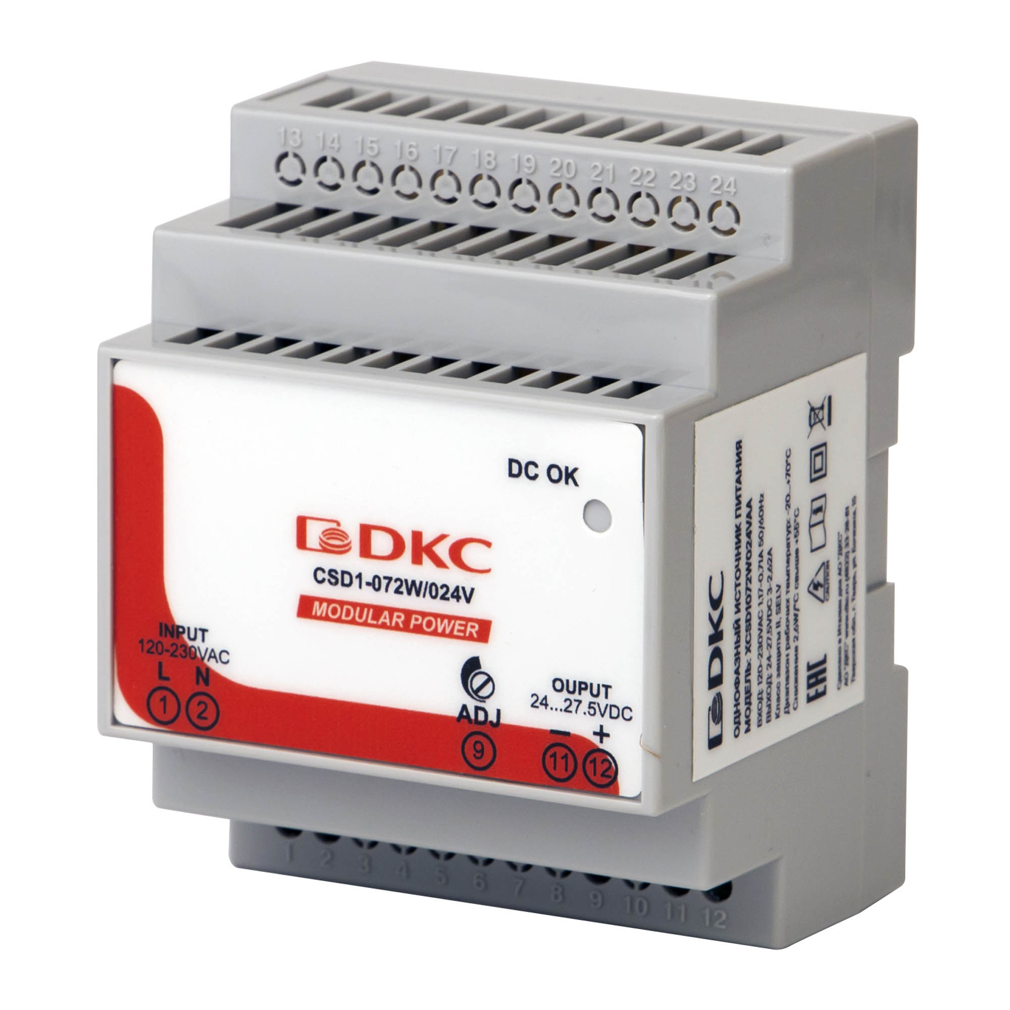 DKC Источник питания "MODULAR POWER", однофазный, 72Вт, 3А, 24В