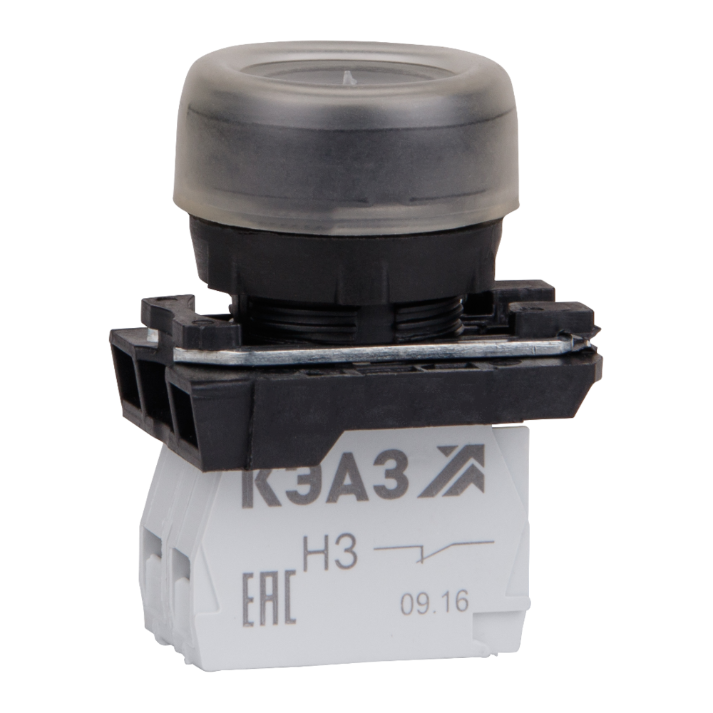 КЭАЗ Кнопка КМЕ4610м-черный-1но+0нз-цилиндр-IP65