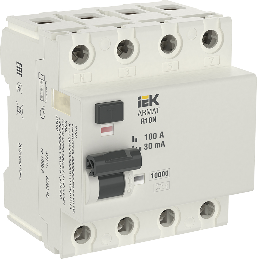 IEK ARMAT ВДТ R10N 4P 100А 30мА тип AC