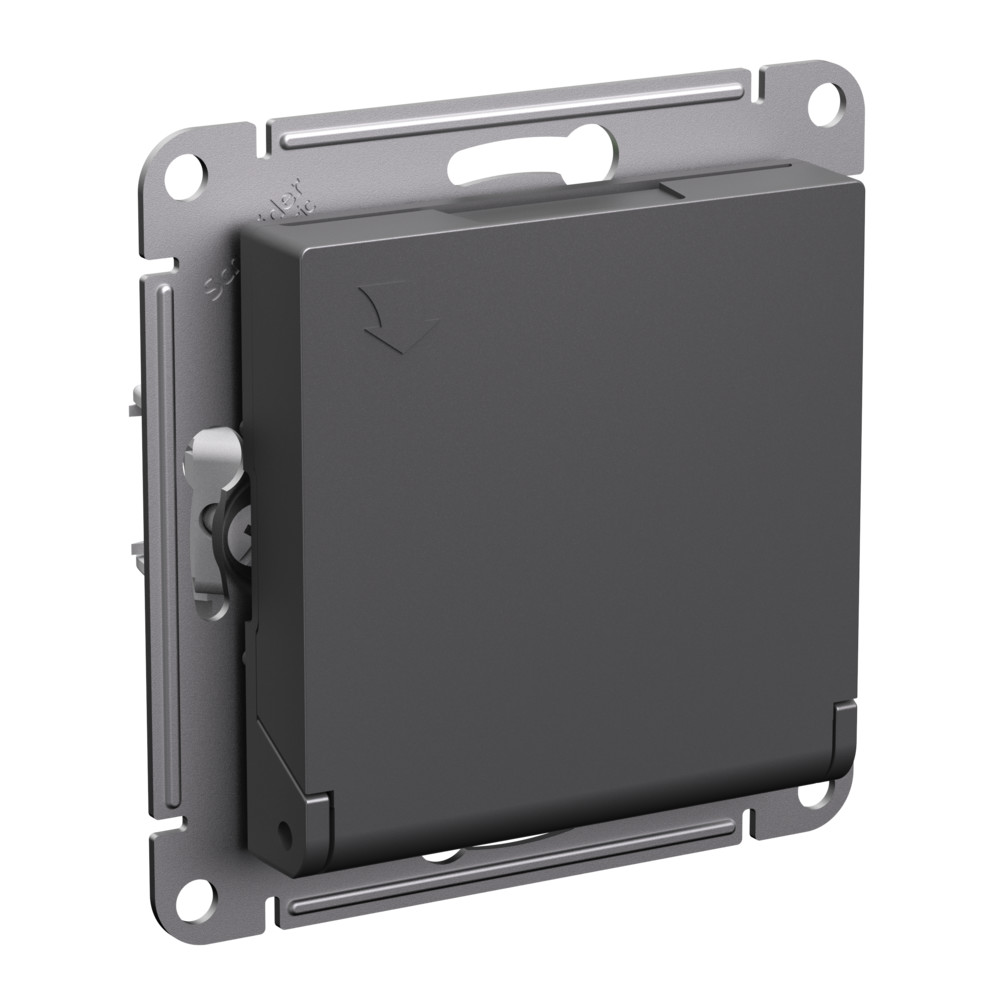 Systeme Electric AtlasDesign Базальт Розетка с/з со шторками с крышкой, 16А, IP20, механизм