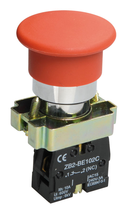 IEK LAY5 Кнопка управления LAY5-BC42Грибок без подсветки красная 1р