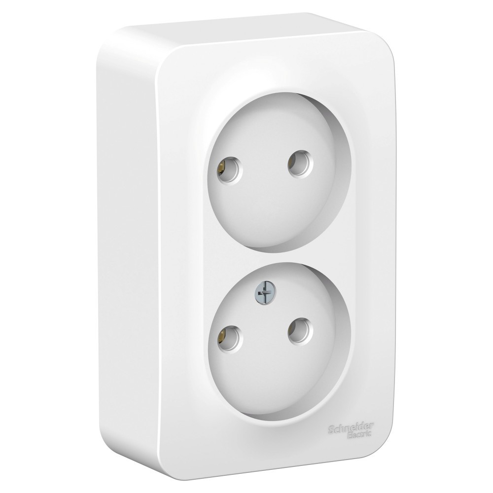 Systeme Electric Blanca наруж Бел Розетка 2-ая б/з без шторок 16А, 250В, изолир. пластина