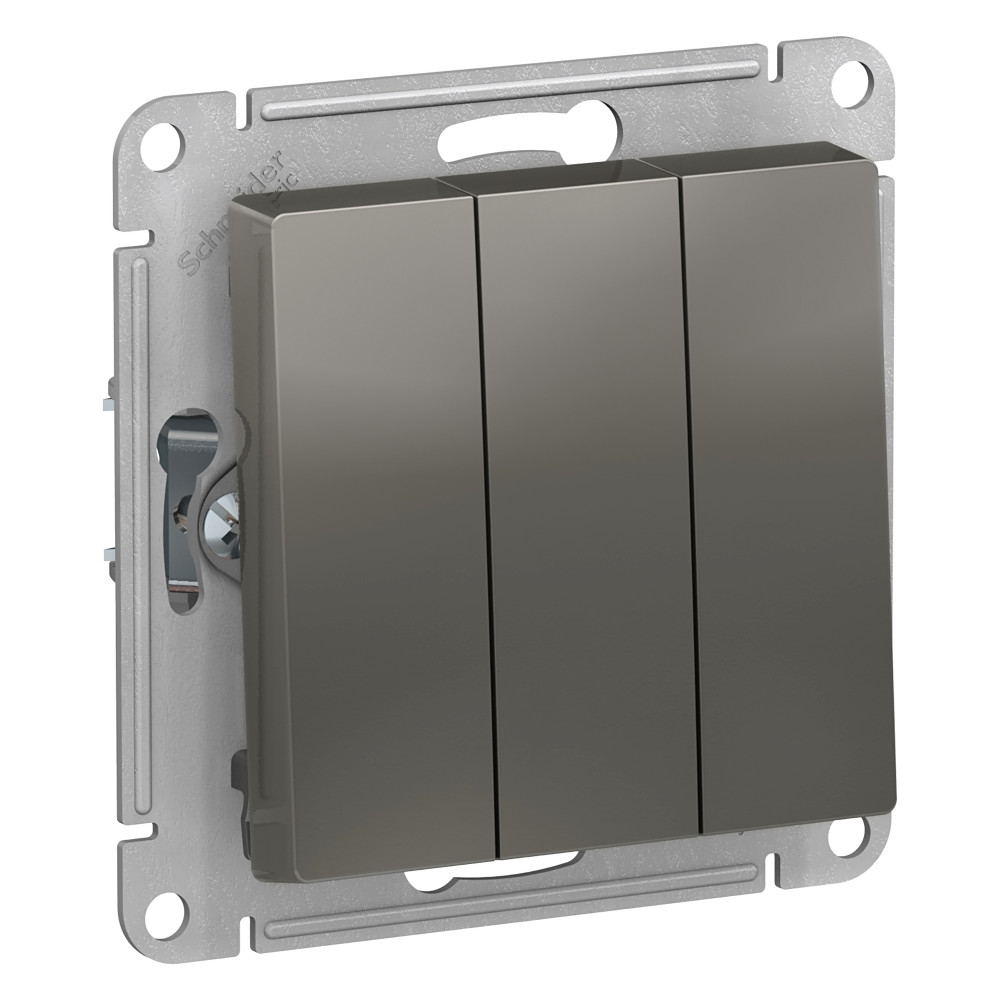 Systeme Electric AtlasDesign Сталь Выключатель 3-клавишный сх.1+1+1, 10АХ, механизм