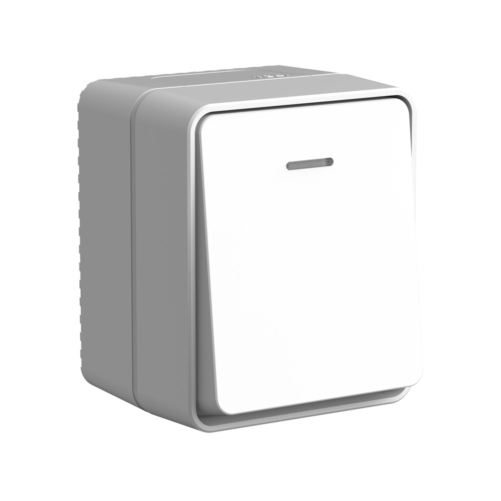 Systeme Electric AtlasDesign Profi54 Наруж Серый Выключатель 1-клавишный с подсветкой 10 АХ