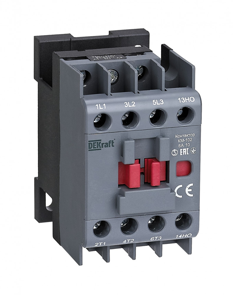 Dekraft Контактор 6А 400В АС3 АС4 1НО КМ-102