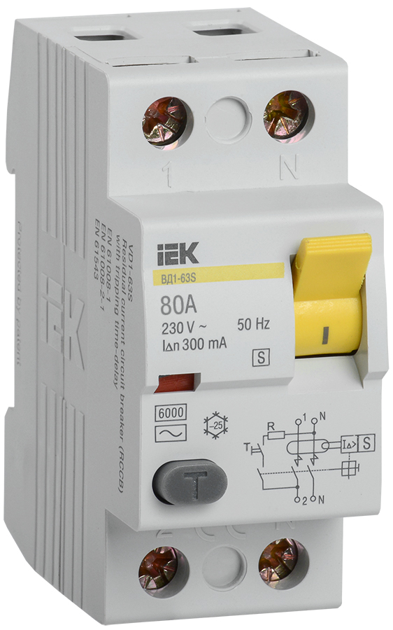 IEK KARAT Выключатель дифференциальный ВД1-63S 2Р 80А 300мА