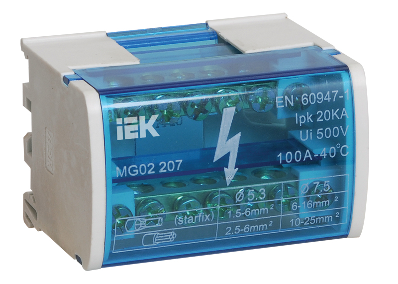 IEK Шины на DIN-рейку в корпусе (кросс-модуль) L+PEN 2х7