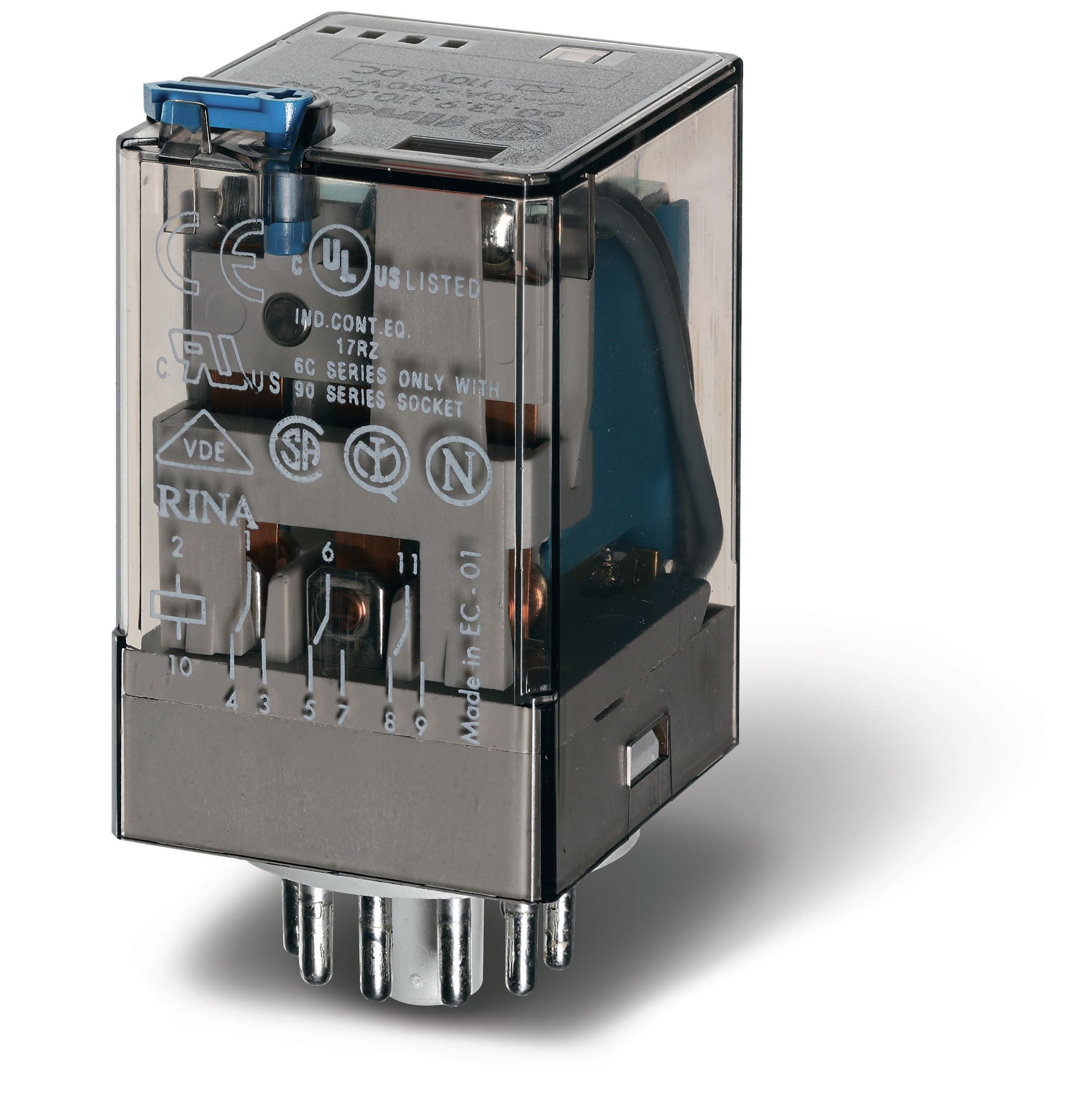 Finder Универсальное электромеханическое реле 3CO 10A,контакты AgNi, кат 230В AC, степень защиты RTI